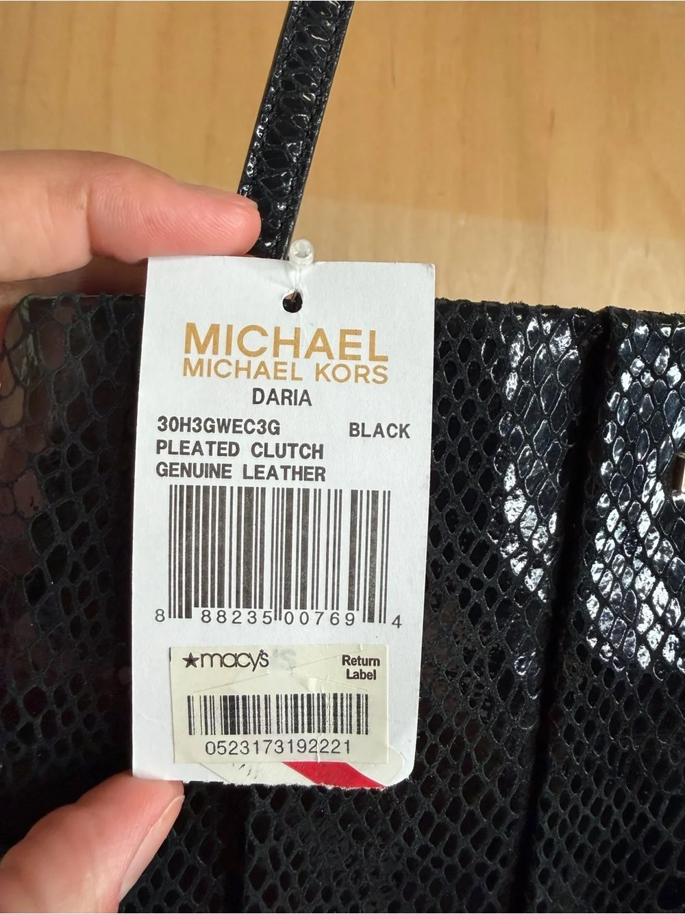 NWT! Michael Kors Black Snakeskin Embossed Shoulder Bag - Clutch Purse